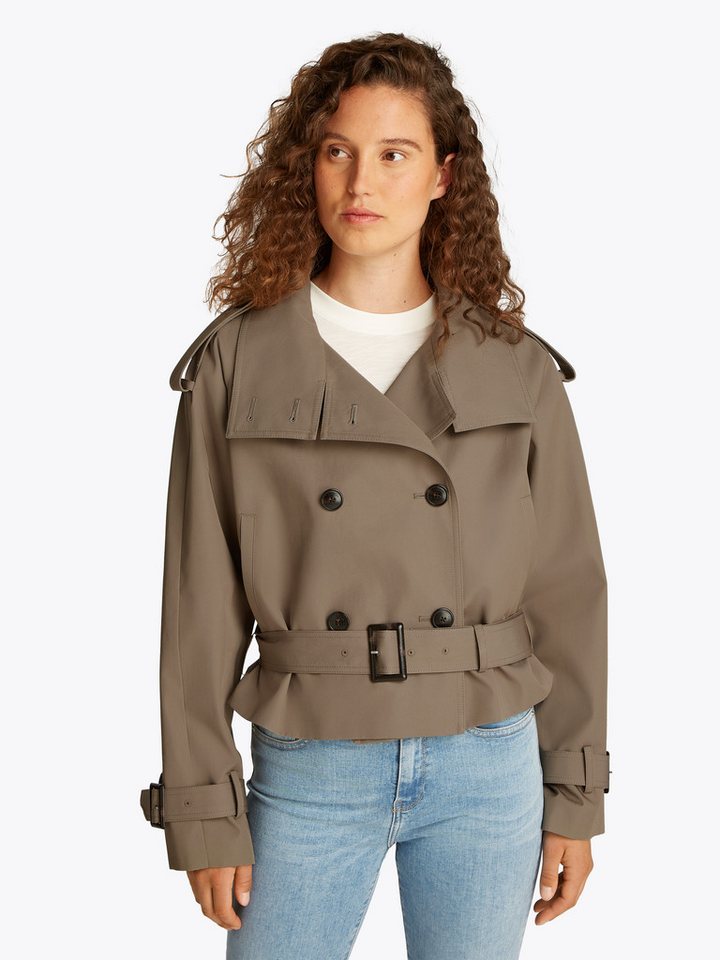 Tommy Hilfiger Kurzjacke COTTON CROP TRENCH mit Gürtel in der Taille, mit Rückenpasse, mit Eingrifftaschen von Tommy Hilfiger