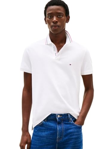 Tommy Hilfiger Lässiges Herren-Poloshirt mit kurzen Ärmeln in normaler Passform, erhältlich in Big und Tall, Weiss/opulenter Garten, 5XL Groß Tall von Tommy Hilfiger
