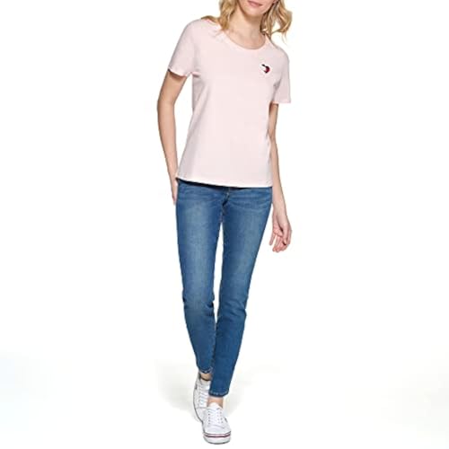 Tommy Hilfiger Langärmeliges T-Shirt mit Rundhalsausschnitt und Logo, Ballerina rosa Herz, Groß von Tommy Hilfiger