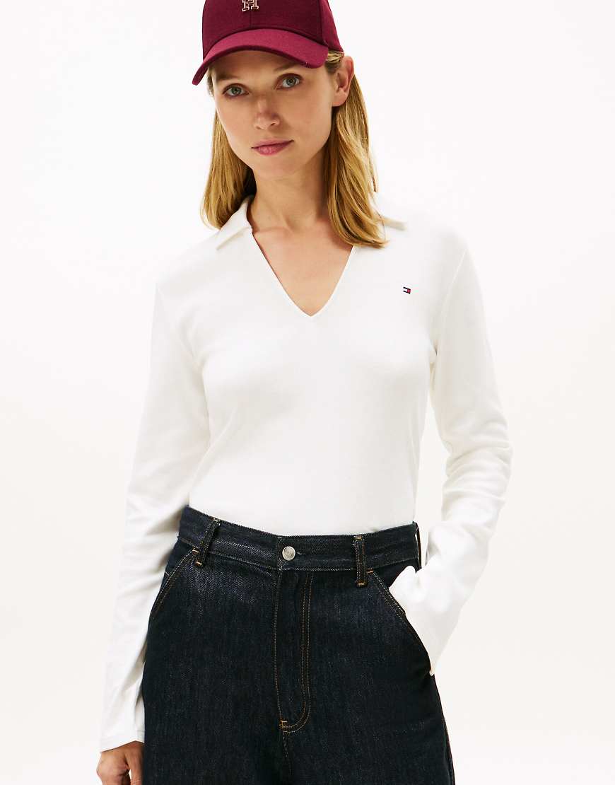 Tommy Hilfiger - Langärmliges Slim-Fit-Polohemd in Weiß von Tommy Hilfiger