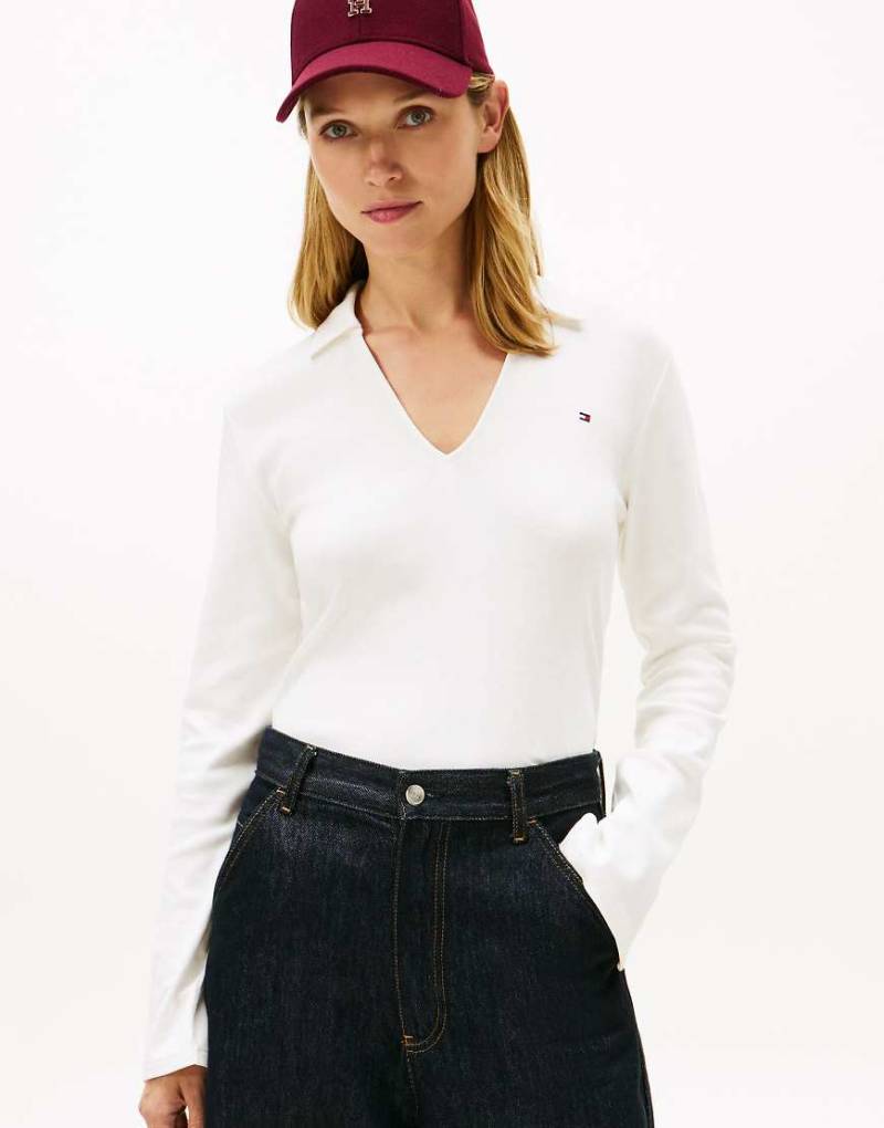 Tommy Hilfiger - Langärmliges Slim-Fit-Polohemd in Weiß von Tommy Hilfiger