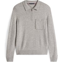 Tommy Hilfiger Langarm-Poloshirt aus Lambswool-Strick mit Reißverschluss in XL von Tommy Hilfiger