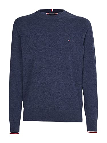 Tommy Hilfiger Langarm Pullover Rundhals Logo-Stick Navy Größe XXL von Tommy Hilfiger