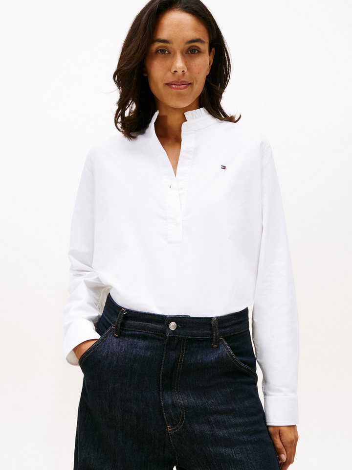 Tommy Hilfiger Langarmbluse OXFORD RUFFLE NECK SHIRT mit Rüschen Detail von Tommy Hilfiger