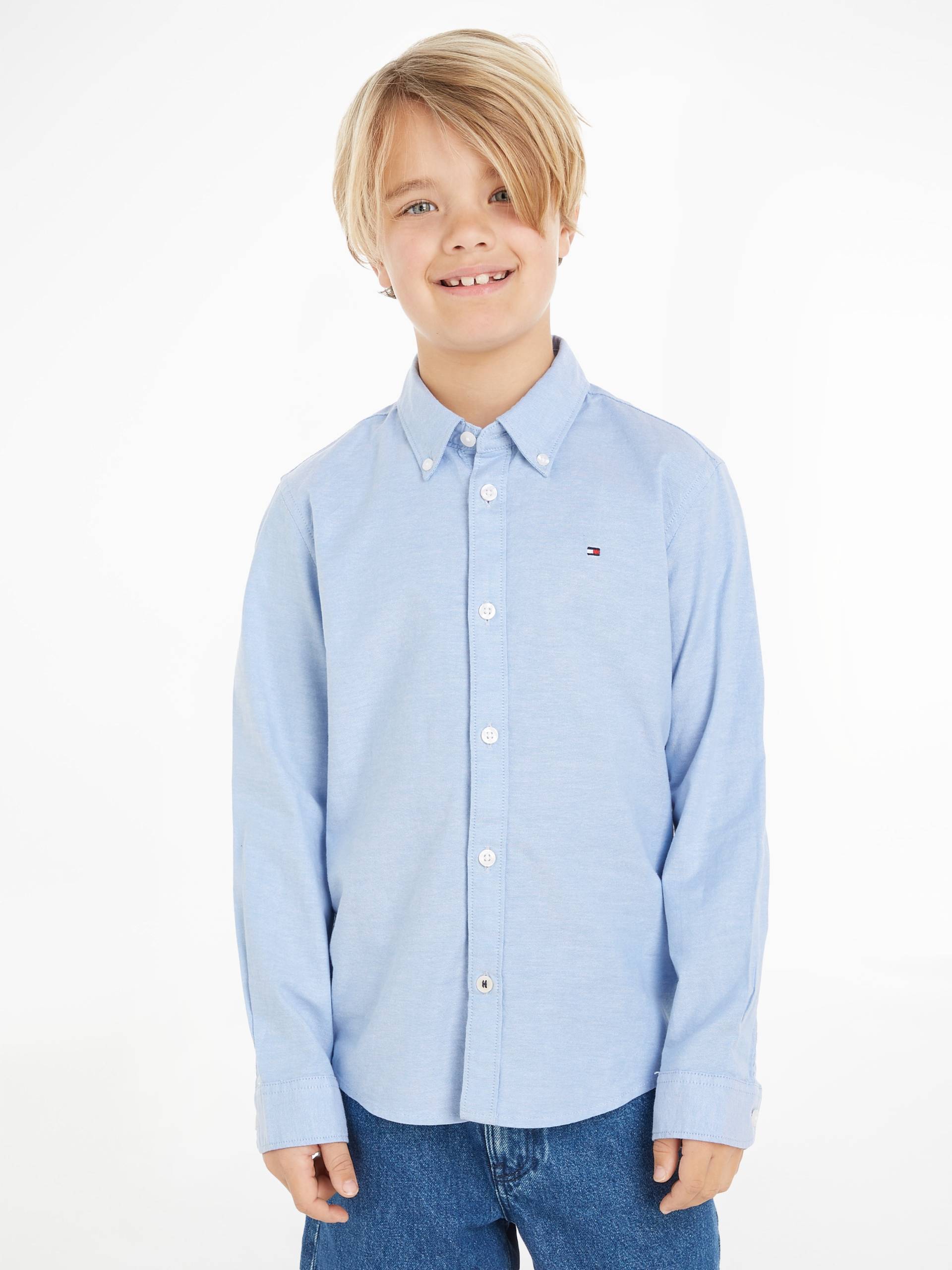Tommy Hilfiger Langarmhemd "BOYS STRETCH OXFORD SHIRT L/S" Kinder bis 16 Jahre, Button-down-Kragen, Langarm, Logo-Flag von Tommy Hilfiger