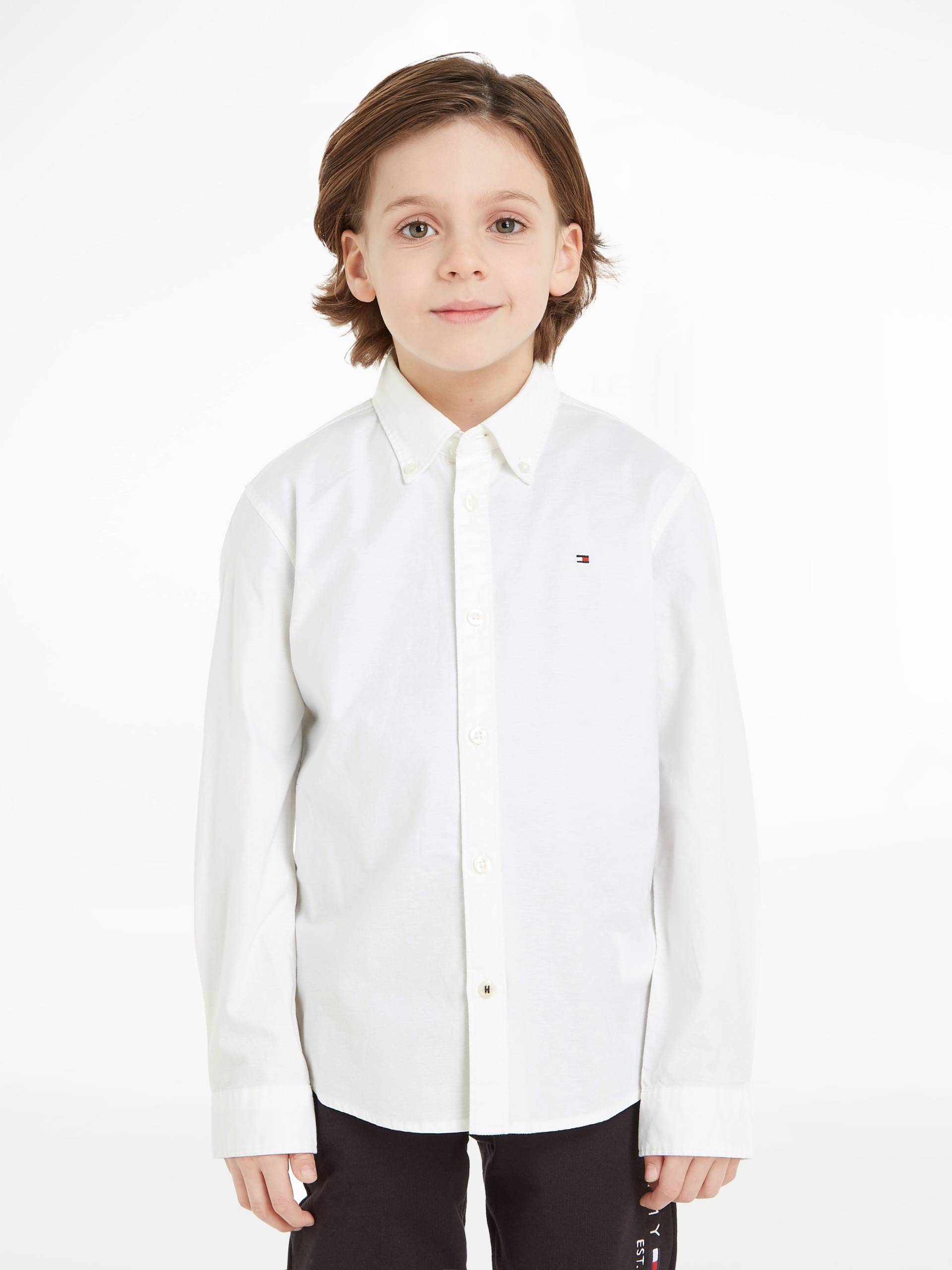 Tommy Hilfiger Langarmhemd "BOYS STRETCH OXFORD SHIRT L/S" Kinder bis 16 Jahre, Button-down-Kragen, Langarm, Logo-Flag von Tommy Hilfiger