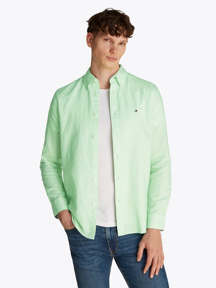 Tommy Hilfiger Langarmhemd LINEN BLEND SOLID RF SHIRT mit Button-down-Kragen von Tommy Hilfiger