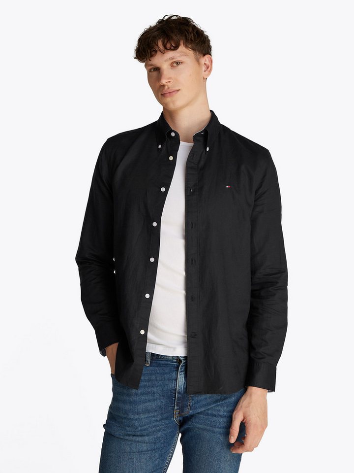 Tommy Hilfiger Langarmhemd LINEN BLEND SOLID RF SHIRT mit Button-down-Kragen von Tommy Hilfiger