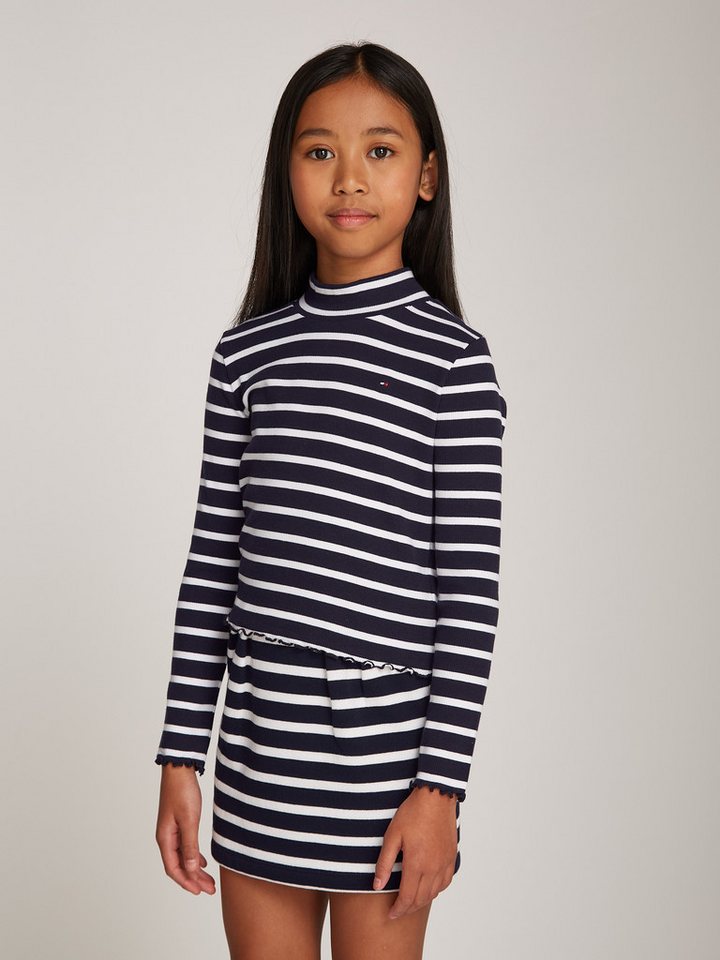Tommy Hilfiger Langarmshirt MOCK NECK RIB TOP LS im Streifendesign, mit Babylock-Saum von Tommy Hilfiger