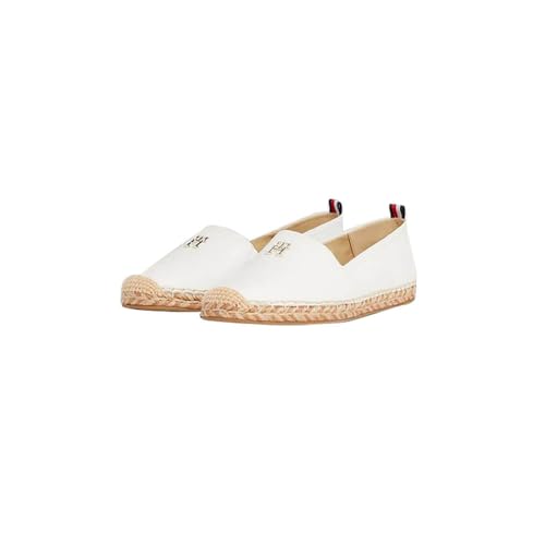 Tommy Hilfiger Damen Th Leather Flat Fw0fw07720 Espadrilles, Weiß Ecru, 38.5 EU von Tommy Hilfiger