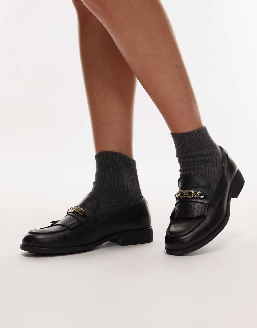 Tommy Hilfiger - Leder-Loafer in Schwarz mit Kettendetail von Tommy Hilfiger