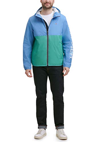 Tommy Hilfiger Leichte Herren-Regenjacke mit Kapuze, wasserabweisend, Pastellblau/Grün, M Tommy Hilfiger Leichte Herren-Regenjacke mit Kapuze, wasserabweisend, Pastellblau/Grün, M von Tommy Hilfiger