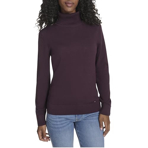 Tommy Hilfiger Leichter Rollkragenpullover aus Baumwolle für Damen, Aubergine, Klein von Tommy Hilfiger