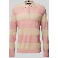 Tommy Hilfiger Tailored Leinenstrickpullover mit Blockstreifen in Rosa, Größe L von Tommy Hilfiger Tailored