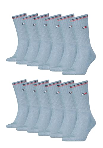 Tommy Hilfiger Lifestyle Crew Socken/lange Tennissocken für Damen & Herren 12-er Pack, Farbe:Light Blue Melange, Socken & Strümpfe:43-46 von Tommy Hilfiger