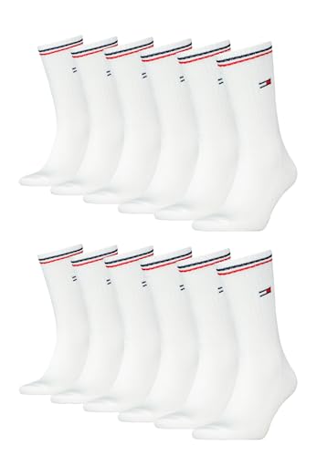 Tommy Hilfiger Lifestyle Crew Socken/lange Tennissocken für Damen & Herren 12-er Pack, Farbe:Weiss, Socken & Strümpfe:35-38 von Tommy Hilfiger