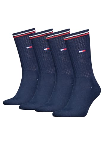 Tommy Hilfiger Lifestyle Crew Socken/lange Tennissocken für Damen & Herren 4-er Pack, Farbe:Dark Navy, Socken & Strümpfe:39-42 von Tommy Hilfiger