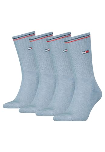 Tommy Hilfiger Lifestyle Crew Socken/lange Tennissocken für Damen & Herren 4-er Pack, Farbe:Light Blue Melange, Socken & Strümpfe:35-38 von Tommy Hilfiger