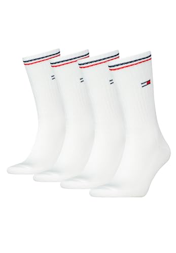 Tommy Hilfiger Lifestyle Crew Socken/lange Tennissocken für Damen & Herren 4-er Pack, Farbe:Weiss, Socken & Strümpfe:35-38 von Tommy Hilfiger