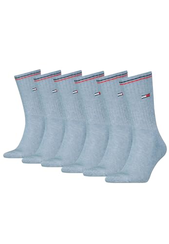 Tommy Hilfiger Lifestyle Crew Socken/lange Tennissocken für Damen & Herren 6-er Pack, Farbe:Light Blue Melange, Socken & Strümpfe:39-42 von Tommy Hilfiger