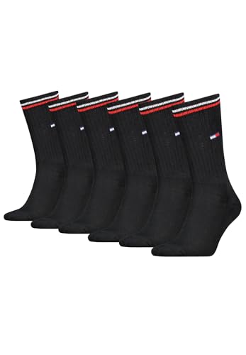 Tommy Hilfiger Lifestyle Crew Socken/lange Tennissocken für Damen & Herren 6-er Pack, Farbe:Schwarz, Socken & Strümpfe:35-38 von Tommy Hilfiger