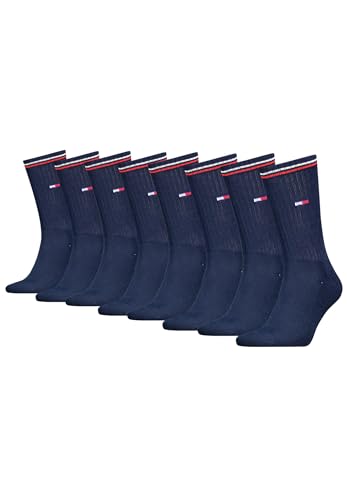 Tommy Hilfiger Lifestyle Crew Socken/lange Tennissocken für Damen & Herren 8-er Pack, Farbe:Dark Navy, Socken & Strümpfe:43-46 von Tommy Hilfiger