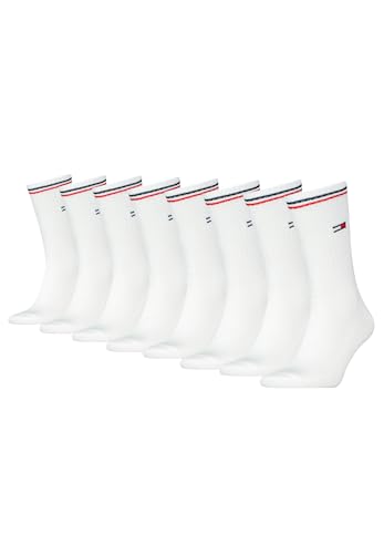 Tommy Hilfiger Lifestyle Crew Socken/lange Tennissocken für Damen & Herren 8-er Pack, Farbe:Weiss, Socken & Strümpfe:39-42 von Tommy Hilfiger