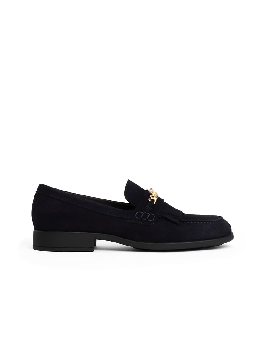 Tommy Hilfiger - Loafer aus Wildleder in Schwarz mit Kettenverzierung von Tommy Hilfiger