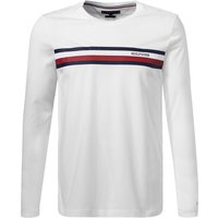 Tommy Hilfiger Herren Longsleeve weiß Baumwolle Slim Fit von Tommy Hilfiger