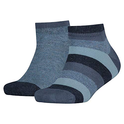Tommy Hilfiger Jungen Socken TH KIDS BASIC STRIPE QUARTER, 2er Pack, Gestreift, Gr. 27 (Herstellergröße: 27-30), Blau (jeans 356) von Tommy Hilfiger
