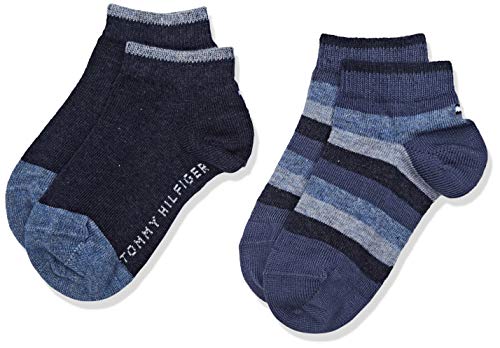 Tommy Hilfiger Unisex Kinder TH KIDS BASIC STRIPE QUARTER 2P Socken, 2er pack, Blau (jeans 356), 31-34 von Tommy Hilfiger