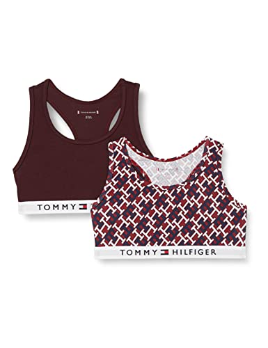 Tommy Hilfiger Mädchen 2P Bralette Print UG0UG00368 Andere BHS, Blickdicht, Braun (Monogram/Deep Burgundy), 8-10 Jahre von Tommy Hilfiger