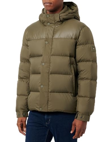 Tommy Hilfiger Herren Pufferjacke Mix Down Hooded Puffer Jacket mit Kapuze, Mehrfarbig (Army Green), XXL von Tommy Hilfiger