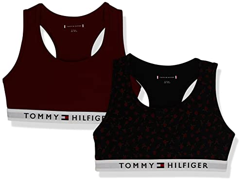 Tommy Hilfiger Mädchen 2P Bralette Print UG0UG00368 Andere BHS, Braun (Rose AOP/Rouge), 8-10 Jahre von Tommy Hilfiger