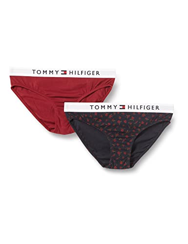 Tommy Hilfiger Mädchen 2P Print UG0UG00370 Bikini Hose, Braun (Rose AOP/Rouge), 8-10 Jahre von Tommy Hilfiger