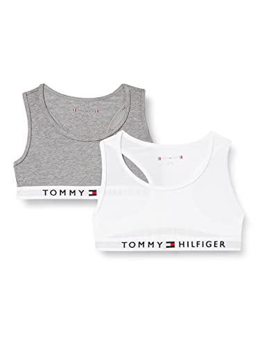 Tommy Hilfiger Mädchen 2er Pack Bralette Stretch, Grau (Mid Grey Heather/White), 6-7 Jahre von Tommy Hilfiger