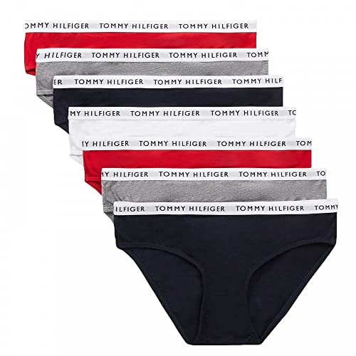 Tommy Hilfiger Mädchen 7er Pack Slips Unterwäsche, Mehrfarbig (Desert Sky/Mid Grey Ht/Red/White), 8-10 Jahre von Tommy Hilfiger