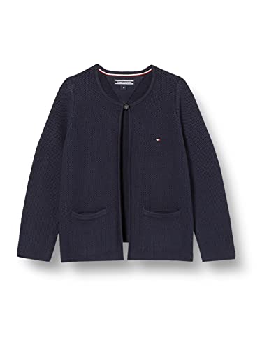 Tommy Hilfiger Mädchen AME Textured Cardigan L/S Strickjacke, Schwarz-Black Iris, 86 cm von Tommy Hilfiger