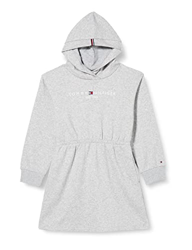 Tommy Hilfiger Mädchen Essential Sweat Dress L/S KG0KG06969 Hoodie-Kleider, Grau (Light Grey Heather), 14 Jahre von Tommy Hilfiger