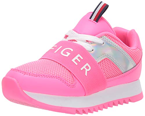 Tommy Hilfiger Mädchen Kids' Th Leslee Jogger Plattform, Neon Pink Smooth/Mesh/Metallic von Tommy Hilfiger