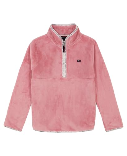 Tommy Hilfiger Mädchen Long Sleeve Quarter-Zip Fleece Pullover Sweatshirt, Primrose Chipie, 8-10 von Tommy Hilfiger