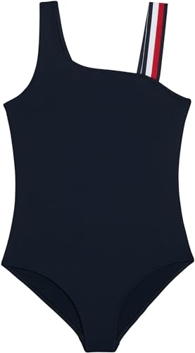 Tommy Hilfiger Mädchen Badeanzug One Piece Sportlich, Blau (Desert Sky), 8-10 Jahre von Tommy Hilfiger