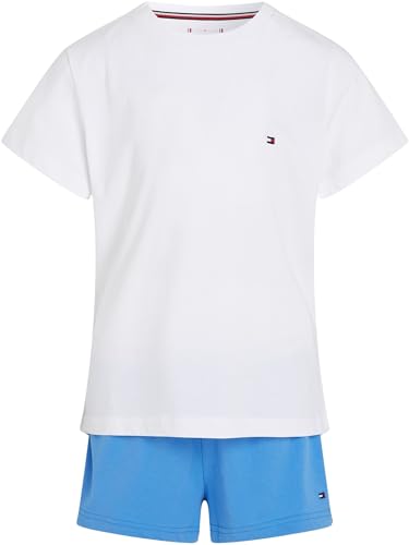 Tommy Hilfiger Mädchen Pyjama-Set Basic Kurz, Mehrfarbig (White/Blue Spell), 8-10 Jahre von Tommy Hilfiger