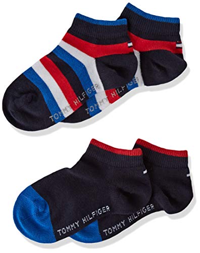 Tommy Hilfiger Unisex Kinder TH KIDS BASIC STRIPE QUARTER 2P Socken, 2er pack, Blau (midnight blue 563), 27-30 von Tommy Hilfiger