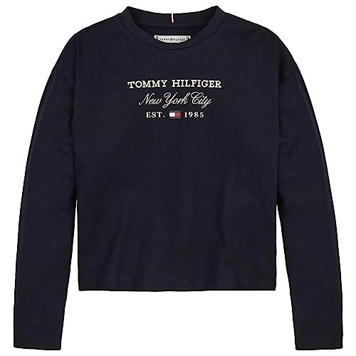 Tommy Hilfiger Mädchen Tommy Script T-Shirt, Wüste Himmel, 32-34 von Tommy Hilfiger