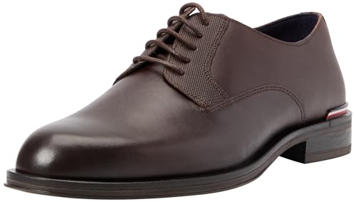 Tommy Hilfiger Herren Derby Schuh Leather Shoe aus Leder, Braun (Cocoa), 40 von Tommy Hilfiger