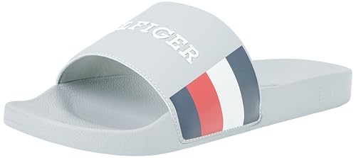 Tommy Hilfiger Men HILFIGER RWB POOL SLIDE, Antique Silver, 46 EU von Tommy Hilfiger