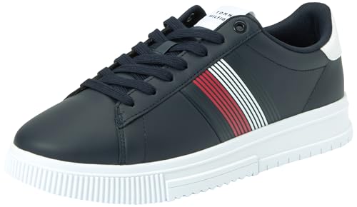 Tommy Hilfiger Herren Leder Sneaker Supercup Leather aus Leder, Blau (Desert Sky), 40 von Tommy Hilfiger