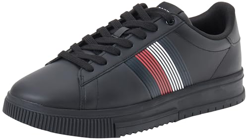 Tommy Hilfiger Herren Leder Sneaker Supercup Leather aus Leder, Schwarz (Black), 41 von Tommy Hilfiger