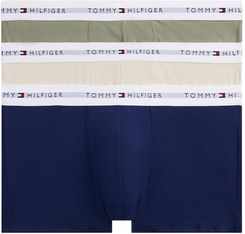 Tommy Hilfiger Men's 3P Um0Um02761 Trunk, Gold (Prpy NVY/Util Sage/Newsprint), XXL von Tommy Hilfiger